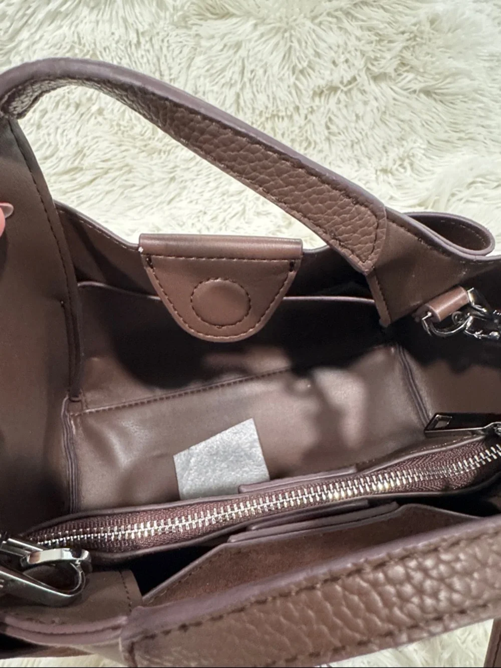 DKNY Brown Suede & Pebbled Leather Tote